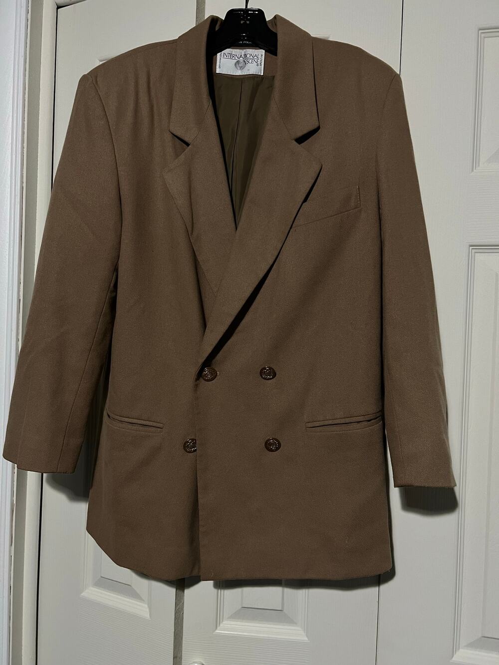 Vintage International Scene Blazer Womens 7/8 Brown Double Breasted 90s